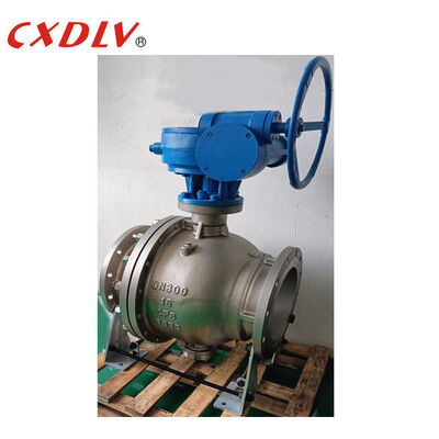 Ατσάλι από ανοξείδωτο χάλυβα 12 "PN16 Flanged Trunnion Mounted Ball Valve με χειριστή Worm Gear
