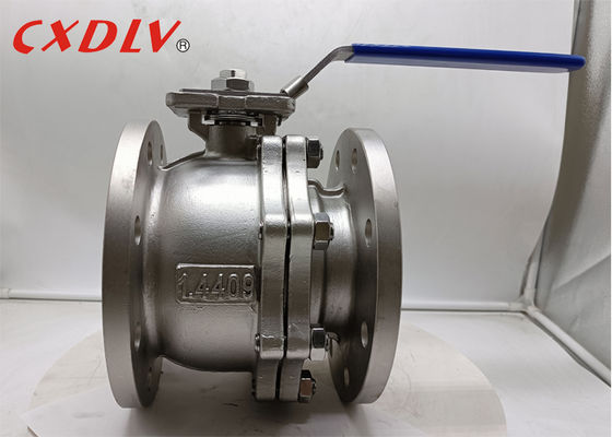 Βαλβίδα σφαιρική από ανοξείδωτο χάλυβα A351Gr.CF8, τύπου φλάντζας και στις δύο άκρες, με μοχλό χειρισμού