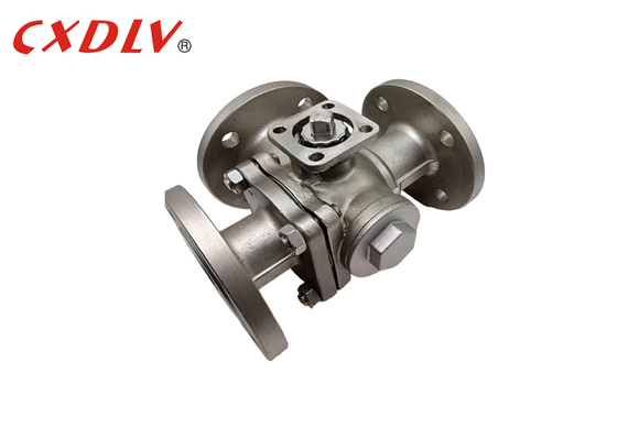 3 Way T-Port Flanged Ball Valve with ISO5211 Mounting Pad Bare Stem
